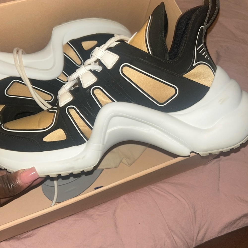 Black, Tan & White LV Trainers